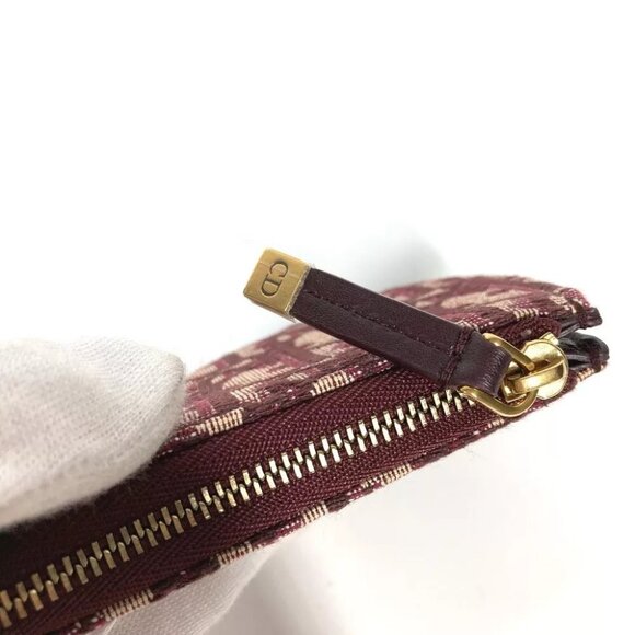 Auth Dior Oblique saddle Wallet Coin Compartment coin purse Canvas/Leather wine- - Picture 4 of 12